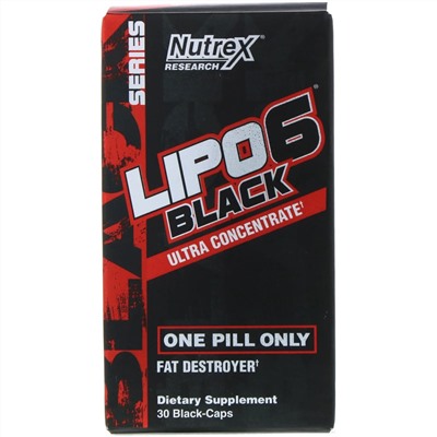 Nutrex Research, Lipo-6 Black, ультраконцентрат, 30 черных капсул