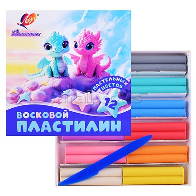 Пластилин восковой 12 цв. "Фантазия" пастельный