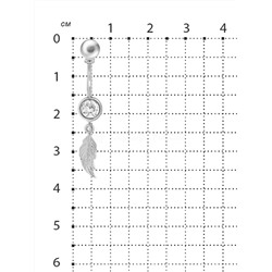 Пирсинг из серебра с фианитом родированный п031р200