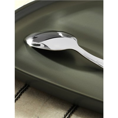 Ложка столовая «Эко-стейк», длина 19.5 см, толщина 1.5 мм, нержавеющая сталь, деревянная ручка, ручка, МИКС