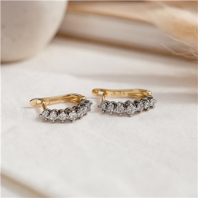 Серьги с цирконами, цвет покрытия желтое золото, арт.313.234