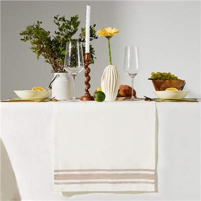 Дорожка на стол Этель Rigoroso 40×146 см, лён 100%, плотность 260 г/м², белая