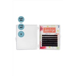 Lash&Go Ресницы на ленте 6 линий 7-12 мм, D, 0,07 мм, черный KRISTALLER, 1107305