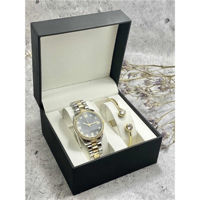 Подарочный набор для женщин часы, 2 браслета + коробка #22863157