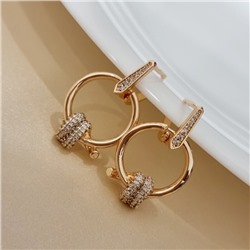 Серьги ювелирная бижутерия коллекция "Дубай", покрытие позолота, вставка: фианиты, цвет: прозрачный, арт.213.565