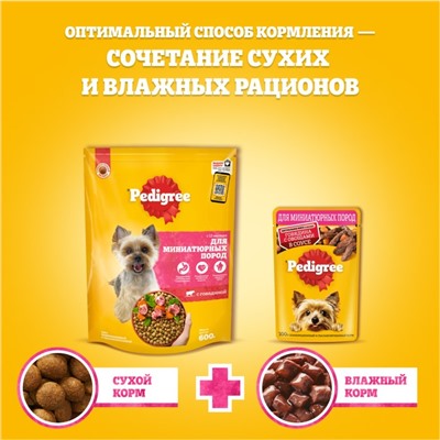 Сухой корм Pedigree для собак мини пород, говядина, 1.2 кг