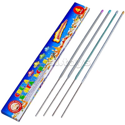 Бенгальская свеча 400мм. "Цветопламенные" (в уп. 4 шт: красн., жёлт., зел., голуб.)