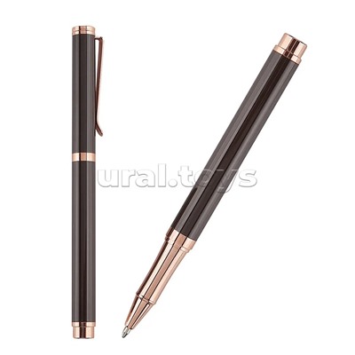 Ручка "Venezia Classico" в картотнном тубусе, 1,0 мм, синяя (корпус коричн, футляр черный)