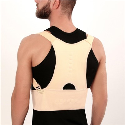 Массажёр - фиксатор для осанки и поясницы, на фастексах, размер L-XL, бежевый