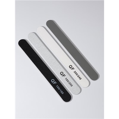 Набор пилок для ногтей, прямые, 100/180, 180/200, 200/240 грит, 18 см, 4 шт.