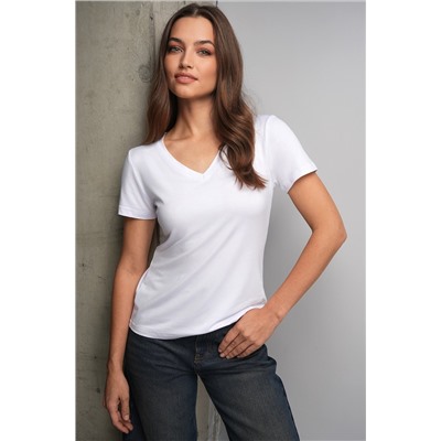 Женская футболка из вискозы с V-вырезом Happyfox