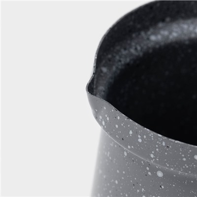 Турка Доляна «Мрамор грэй», 350 мл, d=8 см, 19.5×8.5×12 см, пластиковая ручка, антипригарное покрытие, индукция, серый