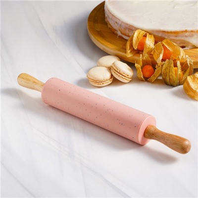 Скалка Доляна «Сахаринка», 30×4.3 см, силикон, рабочая часть 17 см, цвет розовый