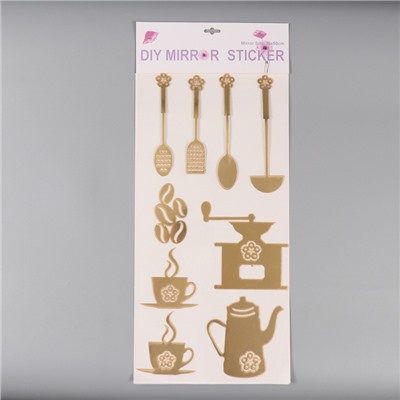 Наклейка интерьерная «Кофейное утро», золотистый, 70×30 см