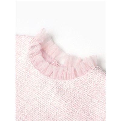 Платье нарядное для девочки MINAKU: PartyDress с воротником, рост 122-128 см, розовое