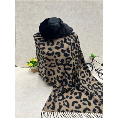 Мягкий палантин из кашемира с норковым воротником мультицвет