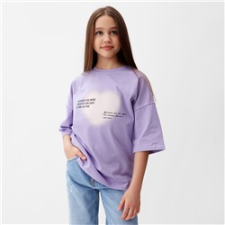 Футболка для девочки MINAKU: Exclusive print, цвет лавандовый, рост 116 см