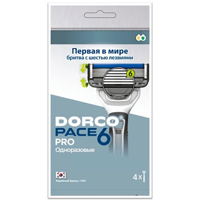 Станок для бритья с несъемной головкой DORCO PACE-6 PRO (4 шт.), SXE 100-4P