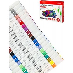 Набор акриловых маркеров двусторонних 20цв. 1 белый цв., 5 металлик цв., в к/к МП-4861 Проф-Пресс