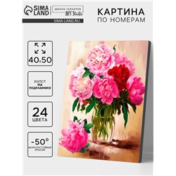 Картина по номерам на холсте с подрамником «Пионы» 40×50 см