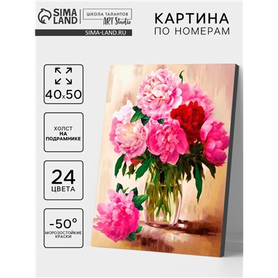 Картина по номерам на холсте с подрамником «Пионы» 40×50 см
