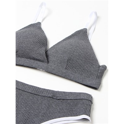 Комплект нижнего белья женский (топ, трусы) Collorista, тёмно-серый, размер 46-48