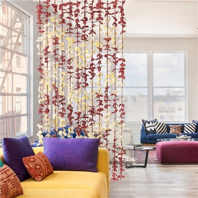 Штора - занавеска декоративная «Листики», 90×168 см, зигзаг, 12 нитей, кофейная