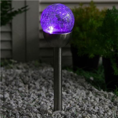 Садовый светильник на солнечной батарее «Стеклянный шар», 6×36.5×6 см, 1 LED, свечение мульти (RGB)