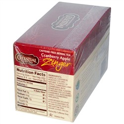 Celestial Seasonings, Травяной чай без кофеина c клюквенно-яблочным вкусом, 20 чайных пакетиков, 1.5 унции (42 г)