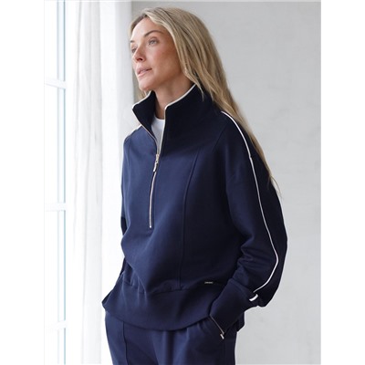 Джемпер из эластичного футера двухнитки с воротом на молнии