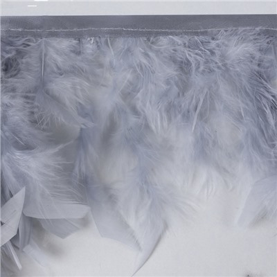 Перья индюка декоративные, на ленте, 13-17 см, 5±0.5 м, светло-серые