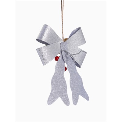 Ёлочные игрушки 2 шт. «Зимнее волшебство. Бант элит» пластик, 12×14 см, серебро