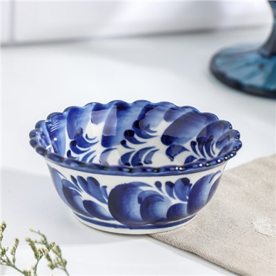 Розетка под варенье гжель «Орнамент», бело-синий, керамика