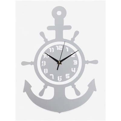 Часы настенные интерьерные, 3d "Якорь", наклейка, большие, 45 х 31 см