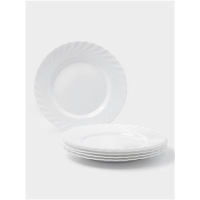 Тарелки Luminarc TRIANON, d=25 см, обеденные, набор 6 шт., стеклокерамика, белые