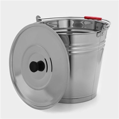 УЦЕНКА Ведро из нержавеющей стали с крышкой, 16 л, d=34 см, AISI 201