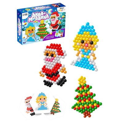 Аквамозаика с декорациями «Дед Мороз и Снегурочка», 3 трафарета, 312 шариков