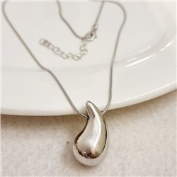 Колье на цепочке с подвеской дутая капля, цвет: серебристый, арт.001.692