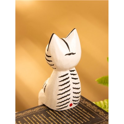 Сувенир «Тигренок сидячий», 6×6×15 см, дерево, чёрно-белый