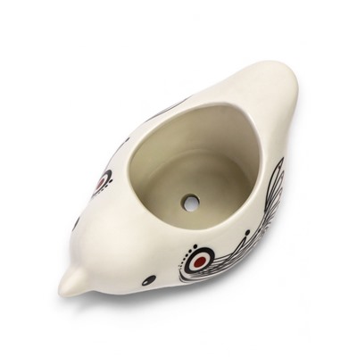 Декоративное кашпо для цветов «Птица», 250 мл, 10×7×16 см, керамическое, белое, Greengo