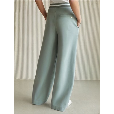 Брюки прямые со стрелками из премиального футера двухнитки с эластаном