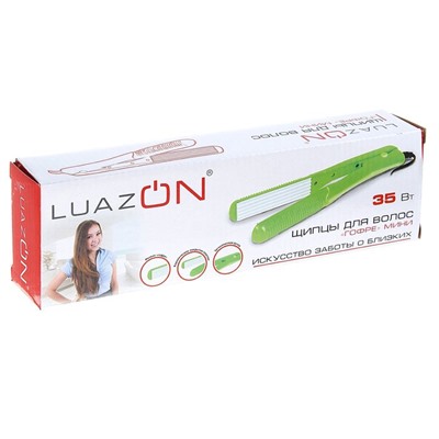 Щипцы-гофре Luazon LW-46, 35 Вт, керамическое покрытие,  20х85 мм, до 160 °C, зелёные