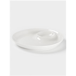 Блюдо с соусником Доляна White Label, d=25 см, фарфор, белое
