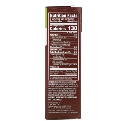 Kashi, Soft Baked Breakfast Bar, Chocolate, 6 Bars, 1.2 oz (35 g ) Each