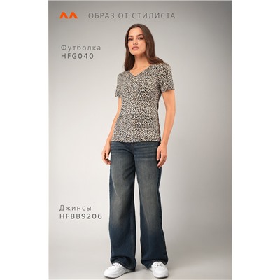 Женская футболка из вискозы с V-вырезом Happyfox