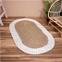 Ковёр на пол овальный натуральный плетёный «Эко», из водорослей, 90×150 см