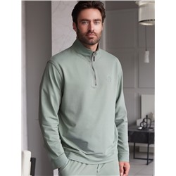 Свитшот с воротом стойкой на молнии из эластичного футера двухнитки