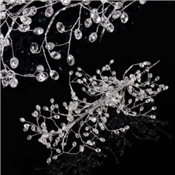 Ветка декоративная стеклярус 50 см / SA20227/3 /уп 50/200/серебро