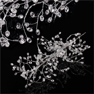 Ветка декоративная стеклярус 50 см / SA20227/3 /уп 50/200/серебро