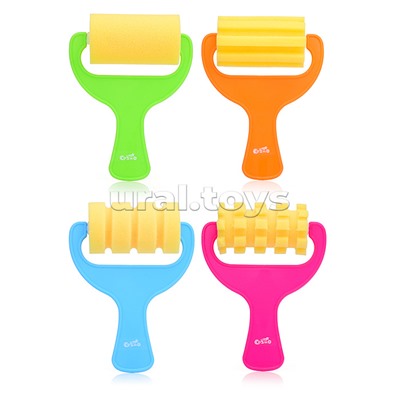 Набор валиков фигурных "Cosmo" 4 шт - 4 формы, из спонж-материала, пластиковая ручка, в пластиковой упаковке с подвесом